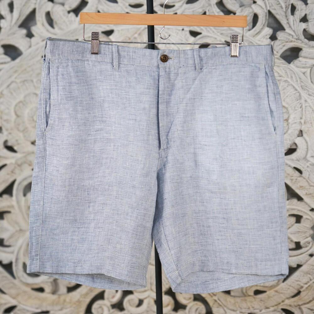 J.Crew Blue Stripe 100% Linen Chino Shorts 36 Summer Casual